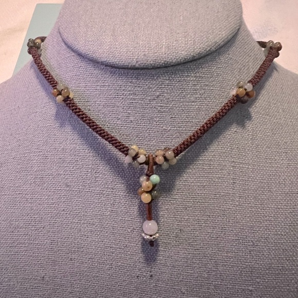 NWOT Genuine Natural Stone Beaded Choker Boho Necklace - Picture 1 of 5